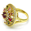 Oro Laminado Multi Stone Ring, Gold Filled Style with Multicolor and White Cubic Zirconia, Polished, Golden Finish, 01.266.0027.07 (Size 7)