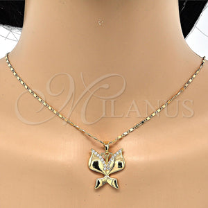 Gold Filled Necklace — Pendant Necklace Butterfly Design with White Cubic Zirconia — main product view — SKU 118068 | Oro Laminado collar — Pendant Necklace Butterfly diseño with blanco Cubic Zirconia — SKU 118068