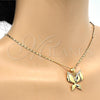 Oro Laminado Pendant Necklace, Gold Filled Style Butterfly Design, with White Cubic Zirconia, Polished, Golden Finish, 04.304.0003.18 (02 MM Thickness, 18 Inches Length)