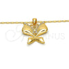 Oro Laminado Pendant Necklace, Gold Filled Style Butterfly Design, with White Cubic Zirconia, Polished, Golden Finish, 04.304.0003.18 (02 MM Thickness, 18 Inches Length)