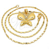Oro Laminado Pendant Necklace, Gold Filled Style Butterfly Design, with White Cubic Zirconia, Polished, Golden Finish, 04.304.0003.18 (02 MM Thickness, 18 Inches Length)