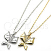 Oro Laminado Pendant Necklace, Gold Filled Style Butterfly Design, with White Cubic Zirconia, Polished, Golden Finish, 04.304.0003.18 (02 MM Thickness, 18 Inches Length)