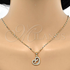 Gold Filled Necklace — Pendant Necklace Heart Design with White Cubic Zirconia — main product view — SKU 118073 | Oro Laminado collar — Pendant Necklace corazón diseño with blanco Cubic Zirconia — SKU 118073