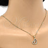 Oro Laminado Pendant Necklace, Gold Filled Style Heart Design, with White Cubic Zirconia, Polished, Golden Finish, 04.304.0006.18 (02 MM Thickness, 18 Inches Length)