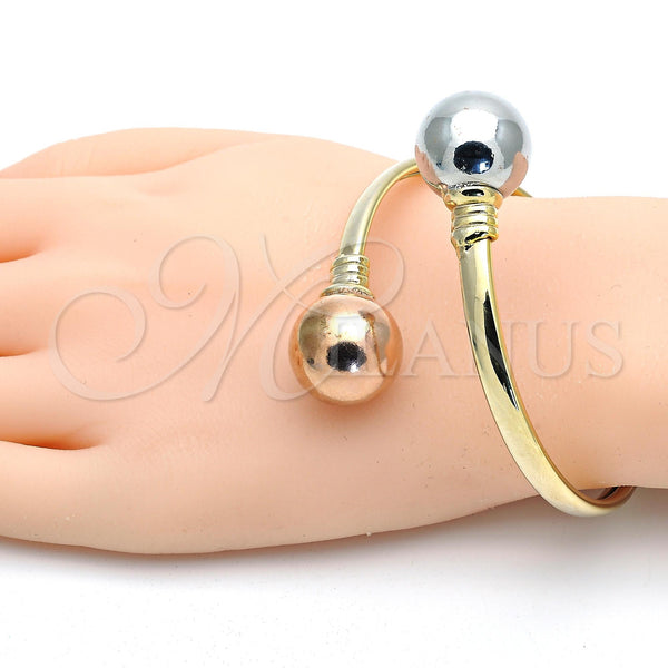Gold Filled Jewelry — Individual Bangle Ball Design Polished Tricolor 07. 05 — main product view — SKU 118081 | Oro Laminado joyería — Individual Bangle Ball diseño pulido Tricolor 07. 05 — SKU 118081