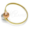 Oro Laminado Individual Bangle, Gold Filled Style Ball Design, Polished, Tricolor, 07.102.0001 (05 MM Thickness, One size fits all)