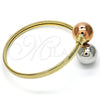 Oro Laminado Individual Bangle, Gold Filled Style Ball Design, Polished, Tricolor, 07.102.0001 (05 MM Thickness, One size fits all)