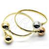 Oro Laminado Individual Bangle, Gold Filled Style Ball Design, Polished, Tricolor, 07.102.0001 (05 MM Thickness, One size fits all)