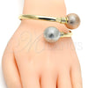 Oro Laminado Individual Bangle, Gold Filled Style Ball Design, Matte Finish, Tricolor, 07.102.0002 (05 MM Thickness, One size fits all)
