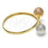Oro Laminado Individual Bangle, Gold Filled Style Ball Design, Matte Finish, Tricolor, 07.102.0002 (05 MM Thickness, One size fits all)