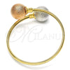 Oro Laminado Individual Bangle, Gold Filled Style Ball Design, Matte Finish, Tricolor, 07.102.0002 (05 MM Thickness, One size fits all)