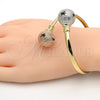 Oro Laminado Individual Bangle, Gold Filled Style Ball and Hollow Design, Diamond Cutting Finish, Tricolor for wholesale, additional product view 2