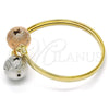 Oro Laminado Individual Bangle, Gold Filled Style Ball and Hollow Design, Diamond Cutting Finish, Tricolor for wholesale, additional product view 4