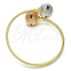 Oro Laminado Individual Bangle, Gold Filled Style Ball and Hollow Design, Diamond Cutting Finish, Tricolor for wholesale, additional product view 6