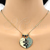 Oro Laminado Fancy Pendant, Gold Filled Style Heart Design, with White Cubic Zirconia, Polished, Golden Finish, 05.179.0056
