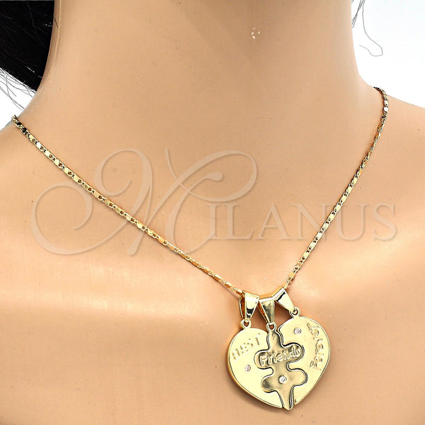Gold Filled Pendant — Fancy Pendant Heart Design with White Cubic Zirconia — main product view — SKU 118100 | Oro Laminado dije — elegante Pendant corazón diseño with blanco Cubic Zirconia — SKU 118100