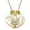 Oro Laminado Fancy Pendant, Gold Filled Style Heart Design, with White Cubic Zirconia, Polished, Golden Finish, 05.179.0056