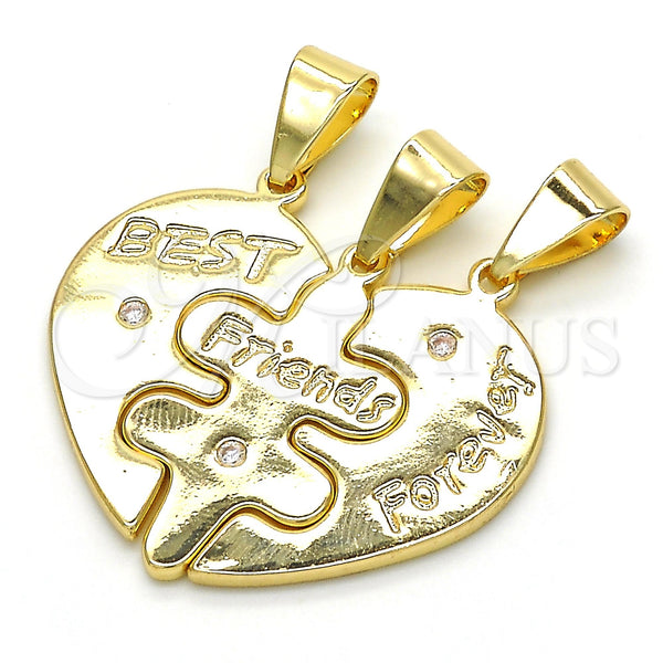 Gold Filled Pendant — Fancy Pendant Heart Design with White Cubic Zirconia — alternate product view — SKU 118100 | Oro Laminado dije — elegante Pendant corazón diseño with blanco Cubic Zirconia — SKU 118100