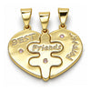 Oro Laminado Fancy Pendant, Gold Filled Style Heart Design, with White Cubic Zirconia, Polished, Golden Finish, 05.179.0056
