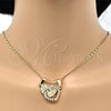 Oro Laminado Fancy Pendant, Gold Filled Style Heart Design, with White Cubic Zirconia, Polished, Golden Finish, 05.179.0057