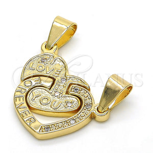Gold Filled Pendant — Fancy Pendant Heart Design with White Cubic Zirconia — main product view — SKU 118105 | Oro Laminado dije — elegante Pendant corazón diseño with blanco Cubic Zirconia — SKU 118105