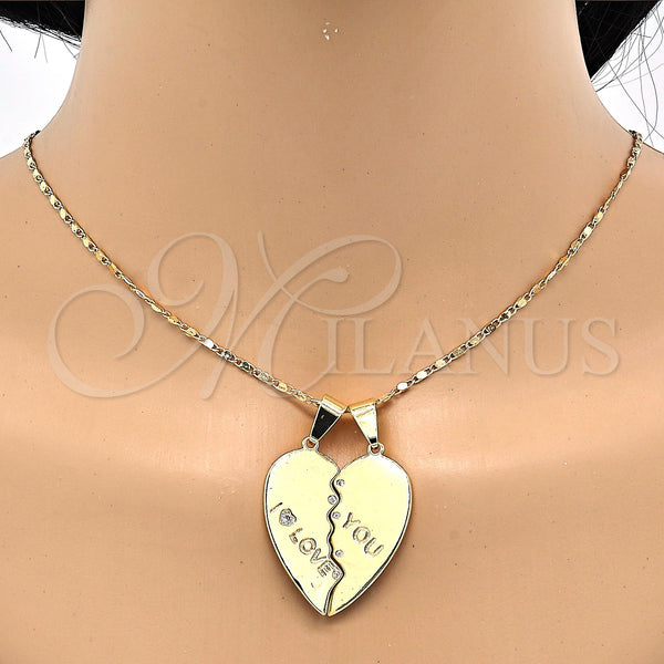 Gold Filled Pendant — Fancy Pendant Heart Design with White Cubic Zirconia — alternate product view — SKU 118112 | Oro Laminado dije — elegante Pendant corazón diseño with blanco Cubic Zirconia — SKU 118112