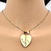 Oro Laminado Fancy Pendant, Gold Filled Style Heart Design, with White Cubic Zirconia, Polished, Golden Finish, 05.179.0060