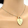 Oro Laminado Fancy Pendant, Gold Filled Style Heart Design, with White Cubic Zirconia, Polished, Golden Finish, 05.179.0060