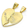 Oro Laminado Fancy Pendant, Gold Filled Style Heart Design, with White Cubic Zirconia, Polished, Golden Finish, 05.179.0060