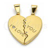 Oro Laminado Fancy Pendant, Gold Filled Style Heart Design, with White Cubic Zirconia, Polished, Golden Finish, 05.179.0060