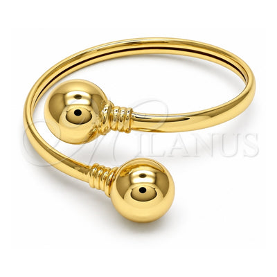 Oro Laminado Individual Bangle, Gold Filled Style Ball Design, Polished, Golden Finish, 07.102.0001.1 (05 MM Thickness, One size fits all)