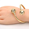 Oro Laminado Individual Bangle, Gold Filled Style Ball and Hollow Design, Diamond Cutting Finish, Golden Finish, 07.102.0003.1 (05 MM Thickness, One size fits all)