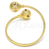 Oro Laminado Individual Bangle, Gold Filled Style Ball and Hollow Design, Diamond Cutting Finish, Golden Finish, 07.102.0003.1 (05 MM Thickness, One size fits all)