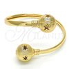 Oro Laminado Individual Bangle, Gold Filled Style Ball and Hollow Design, Diamond Cutting Finish, Golden Finish, 07.102.0003.1 (05 MM Thickness, One size fits all)