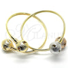 Oro Laminado Individual Bangle, Gold Filled Style Ball and Hollow Design, Diamond Cutting Finish, Golden Finish, 07.102.0003.1 (05 MM Thickness, One size fits all)