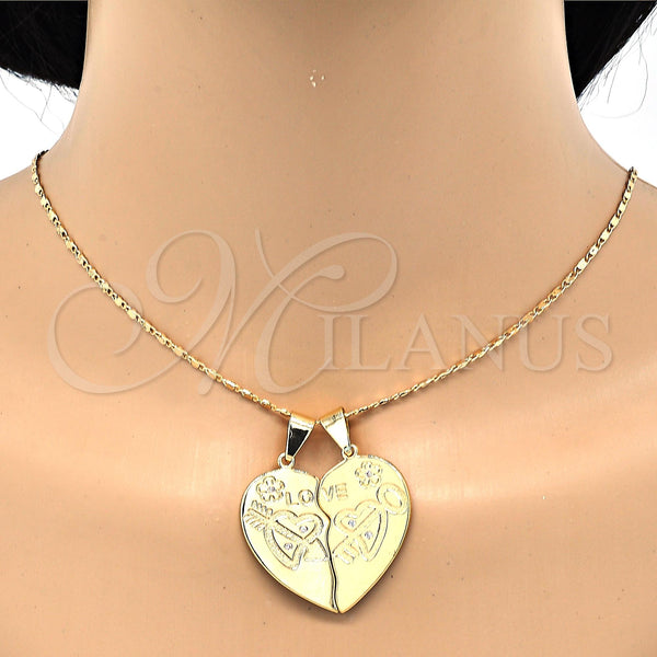 Gold Filled Pendant — Fancy Pendant Heart and Love Design with White — alternate product view — SKU 118120 | Oro Laminado dije — elegante Pendant corazón and Love diseño with blanco — SKU 118120
