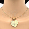 Oro Laminado Fancy Pendant, Gold Filled Style Heart and Love Design, with White Cubic Zirconia, Polished, Golden Finish, 05.179.0061
