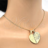 Oro Laminado Fancy Pendant, Gold Filled Style Heart and Love Design, with White Cubic Zirconia, Polished, Golden Finish, 05.179.0061