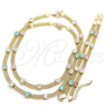 Oro Laminado Necklace and Bracelet, Gold Filled Style with Aqua Blue and White Cubic Zirconia, Polished, Golden Finish, 06.185.0015