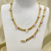Oro Laminado Necklace and Bracelet, Gold Filled Style with Pink and White Cubic Zirconia, Polished, Golden Finish, 06.185.0015.1