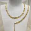 Oro Laminado Necklace and Bracelet, Gold Filled Style Heart Design, with Aurore Boreale Crystal, Polished, Golden Finish, 06.185.0016