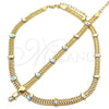 Oro Laminado Necklace and Bracelet, Gold Filled Style with Aurore Boreale Crystal, Polished, Golden Finish, 06.185.0017