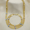 Oro Laminado Necklace and Bracelet, Gold Filled Style with Aurore Boreale Crystal, Polished, Golden Finish, 06.185.0017