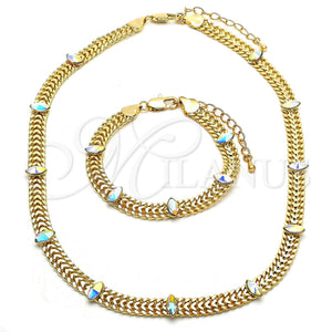 Gold Filled Bracelet — Necklace and Bracelet with Aurore Boreale Crystal Polished — main product view — SKU 118124 | Oro Laminado brazalete — Necklace and Bracelet with Aurore Boreale cristal pulido — SKU 118124