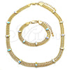 Oro Laminado Necklace and Bracelet, Gold Filled Style with Aurore Boreale Crystal, Polished, Golden Finish, 06.185.0017