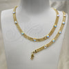 Oro Laminado Necklace and Bracelet, Gold Filled Style with Aurore Boreale Crystal, Polished, Golden Finish, 06.185.0019