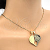 Oro Laminado Fancy Pendant, Gold Filled Style Heart Design, with White Cubic Zirconia, Polished, Golden Finish, 05.179.0063