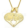 Oro Laminado Fancy Pendant, Gold Filled Style Heart Design, with White Cubic Zirconia, Polished, Golden Finish, 05.179.0063