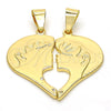Oro Laminado Fancy Pendant, Gold Filled Style Heart Design, with White Cubic Zirconia, Polished, Golden Finish, 05.179.0063