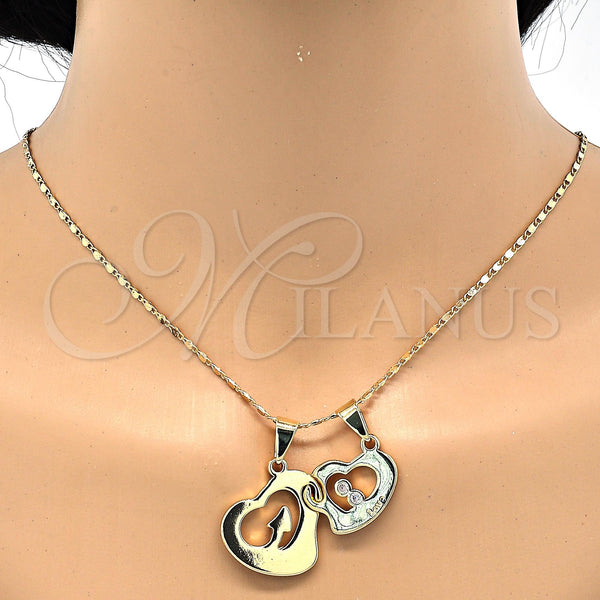 Gold Filled Pendant — Fancy Pendant Heart and Love Design with White — alternate product view — SKU 118129 | Oro Laminado dije — elegante Pendant corazón and Love diseño with blanco — SKU 118129